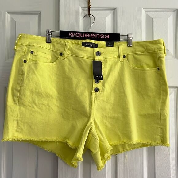 Torrid 5" High-Rise Midi Vintage Stretch Neon Shortie Shorts - Picture 2 of 15